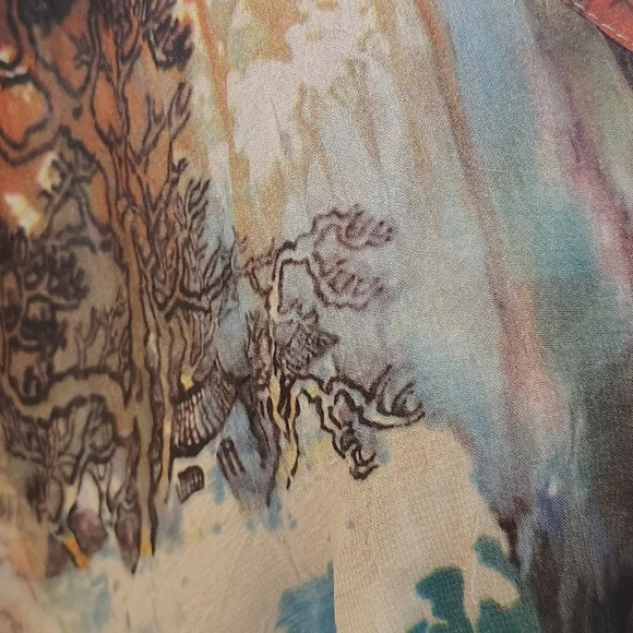 Faratelli Multi-colored Women's XL Artsy Sleevely Flowy Layered Top - Picture 5 of 10